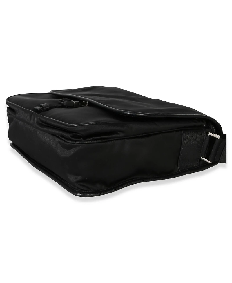 Pre-Owned Prada Black Nylon Saffiano Logo Buckle Messenger Bag