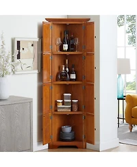 Airsurfer Tall Corner Storage Cabinet with Shelves for Bathroom