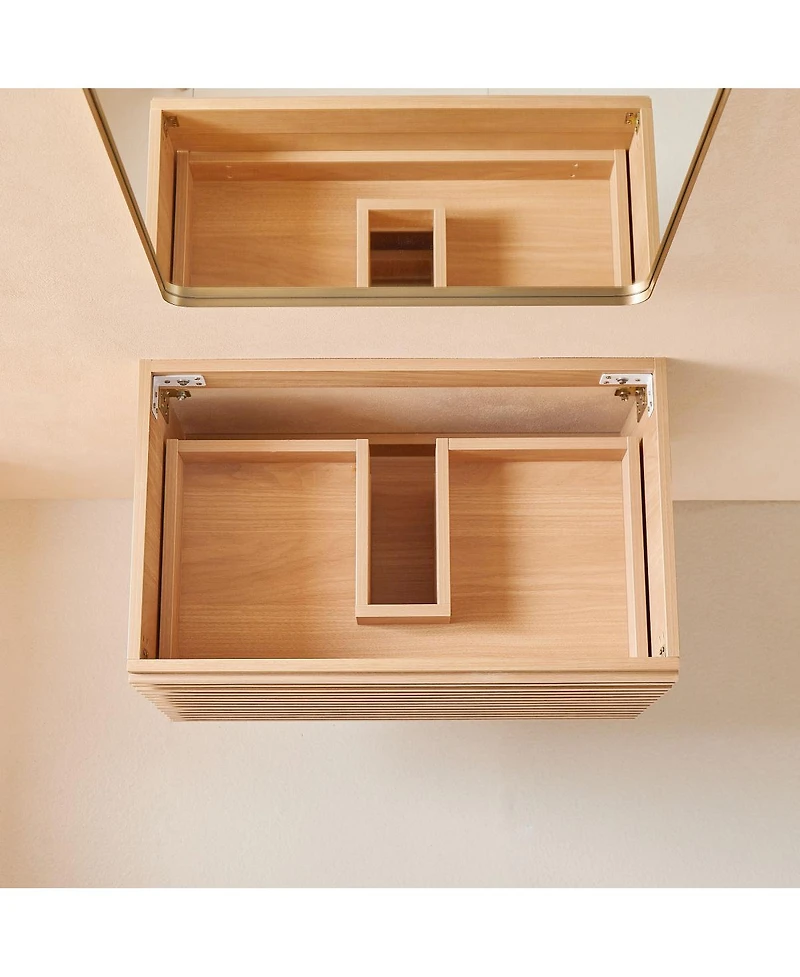 Sillysis Wall Mounted Floating Bathroom Vanity with Ceramic Sink, Fully Assembled Plywood Cabinet, 2 Drawers for Small Spaces