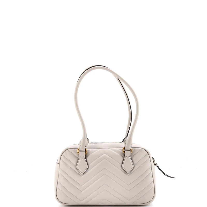 Pre-Owned Gucci Small Gg Marmont Top Handle Shoulder Bag Matelasse Leather