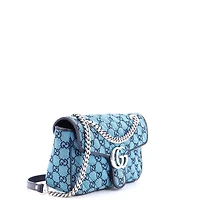 Pre-Owned Gucci Small Gg Marmont Flap Bag Diagonal Quilted Gg Canvas with Leather