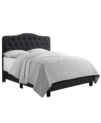 Boyel Living Low Profile Upholstered Bed Button Tufted Frame with Solid Wood Structure and Plush Padding