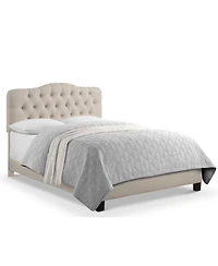 Boyel Living Low Profile Upholstered Bed Button Tufted Frame with Solid Wood Structure and Plush Padding