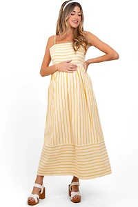 Pinkblush Maternity Yellow Striped Sleeveless Maxi Dress
