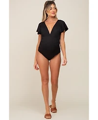 Pinkblush Maternity Plum Deep V-Neck Flounce One Piece Swimsuit