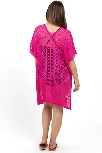 Pinkblush Maternity Fuchsia Crochet Knit Swim Cover Up