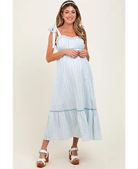 Pinkblush Maternity Ivory Striped Bow-Tie Maxi Dress