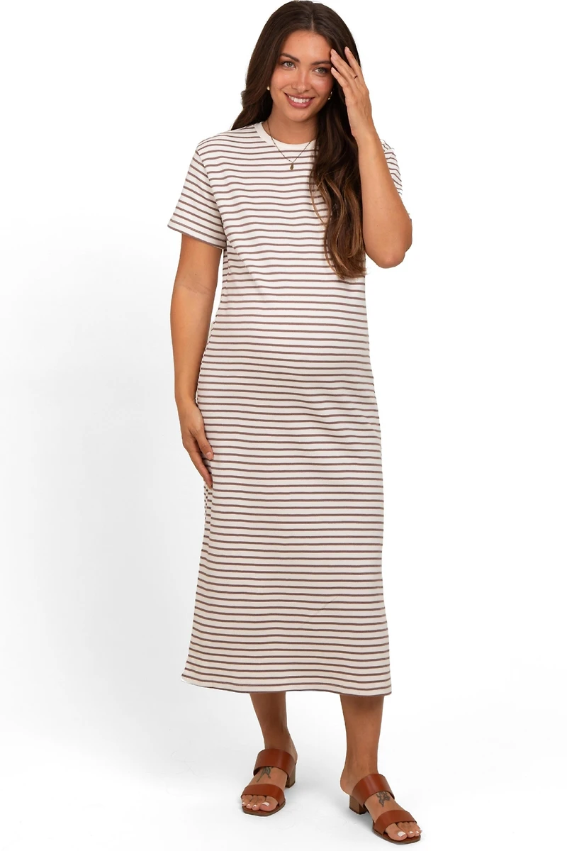 Pinkblush Maternity Striped Short Sleeve T-Shirt Midi Dress