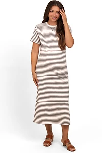 Pinkblush Maternity Striped Short Sleeve T-Shirt Midi Dress