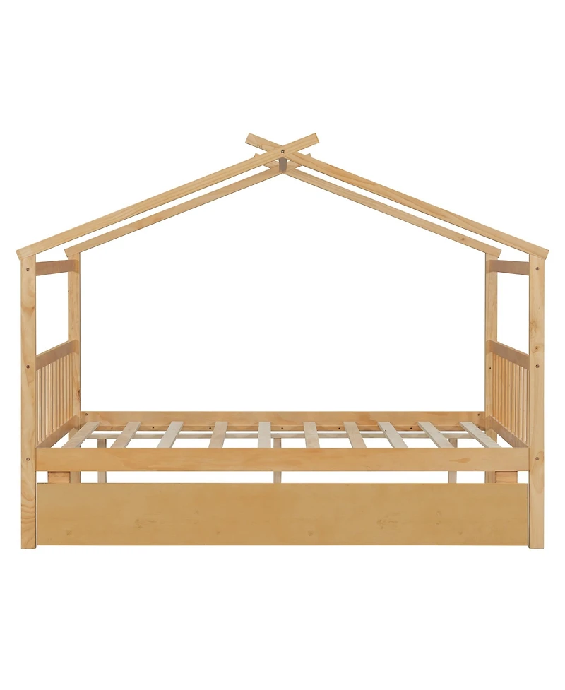 Sailvan Full Wooden House Bed with Twin Trundle