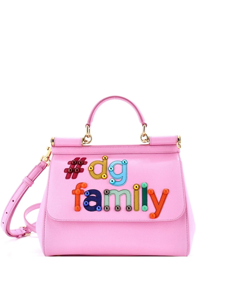 Pre-Owned Dolce & Gabbana Medium Miss Sicily Bag Embellished Printed Leather