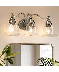 Tribesigns 3-Light Bathroom Light Fixtures, Modern Vanity Light with Clear Glass Shade, Bathroom Wall Lamp (Bulbs Not Included)