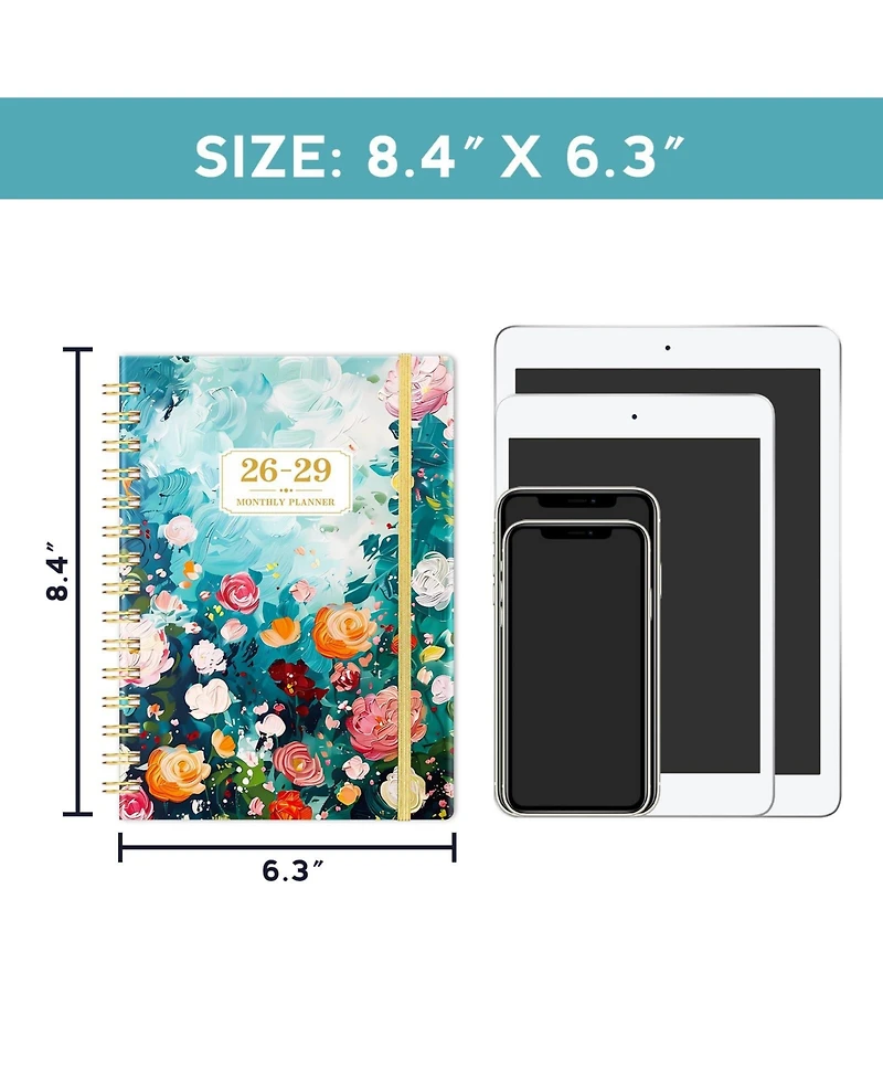 Gnuadz 2026-2029 Monthly Planner Hardcover Tabs Notes