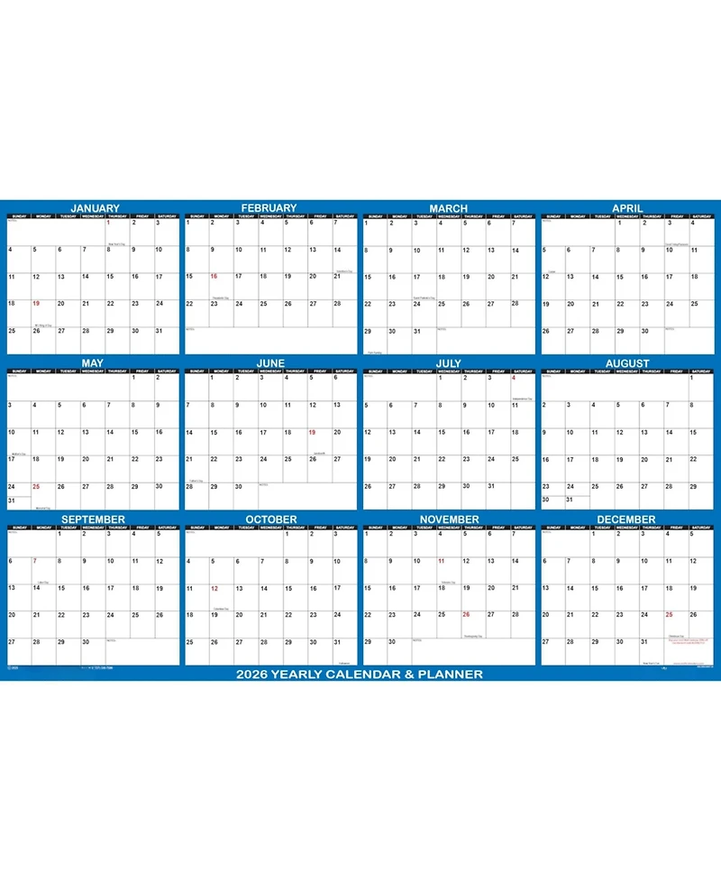 Gnuadz Swiftglimpse 2026 Wall Calendar Erasable Wet Dry Erase Laminated Annual Planner