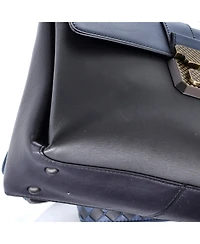 Pre-Owned Bottega Veneta Small Piazza Top Handle Bag Leather with Intrecciato Detail