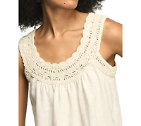Lucky Brand Women's Crochet Trim Scoop Neck Swing Tank Top
