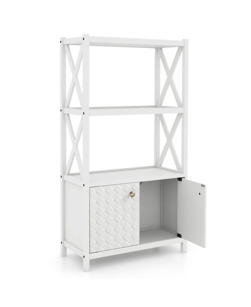 sumyeg Bathroom Storage Cabinet with Open Shelves and Double Doors Organizer