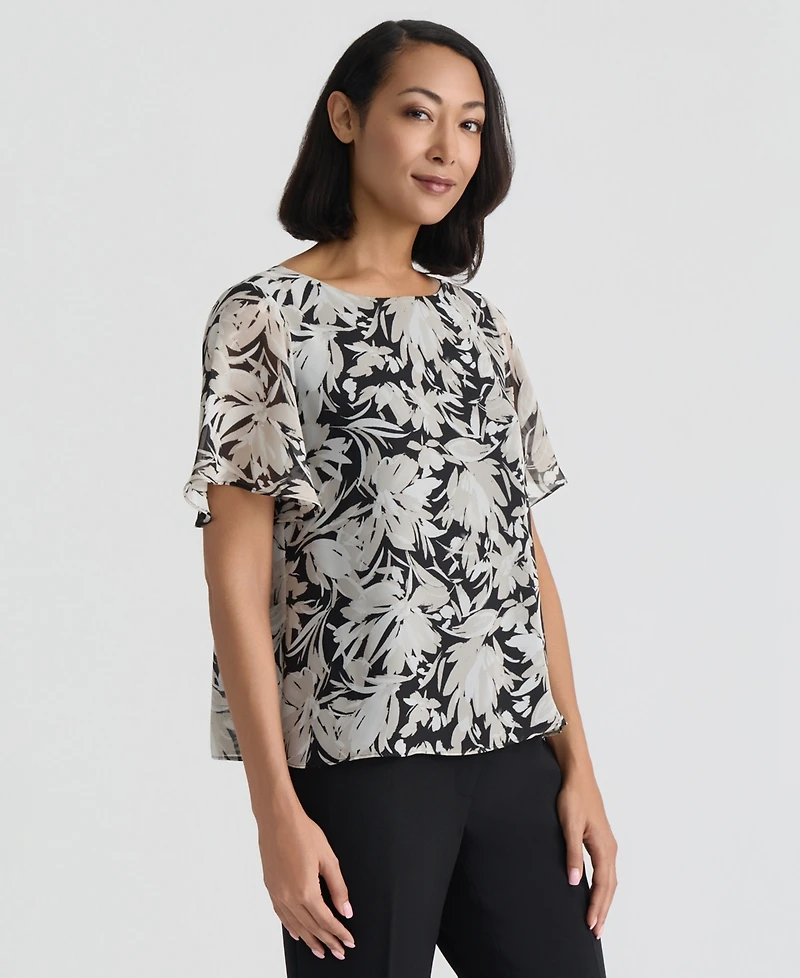 Kasper Women's Printed Short-Sleeve Top