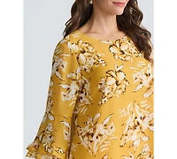 Kasper Women's Ruffled-Cuff 3/4-Sleeve Top
