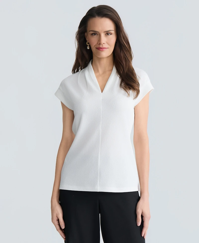 Kasper Women's Cap-Sleeve V-Neck Crepe Top