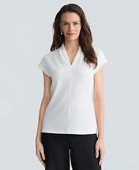 Kasper Women's Cap-Sleeve V-Neck Crepe Top