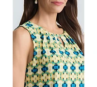 Kasper Women's Printed Sleeveless Keyhole Top, Regular & Petite