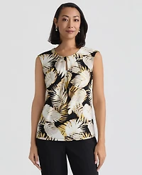 Kasper Women's Sleeveless Printed Keyhole Top