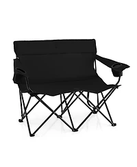 Sugift Double Camping Chair 2-Person Outdoor Folding Loveseat with Cup Holders