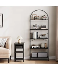 gaomon 5 Tier Arched Bookshelf, Marble Effect Tall Bookcase with Metal Frame
