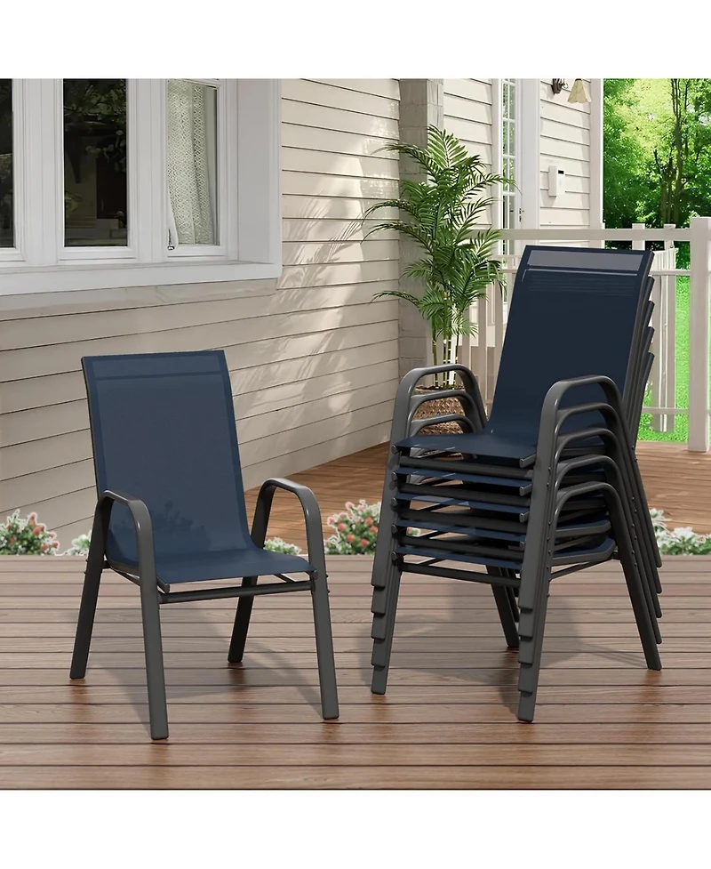 Xo Set of Outdoor Stackable Patio Chairs with High Back for Backyard Poolside Garden Balcony