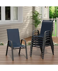 Xo Set of Outdoor Stackable Patio Chairs with High Back for Backyard Poolside Garden Balcony