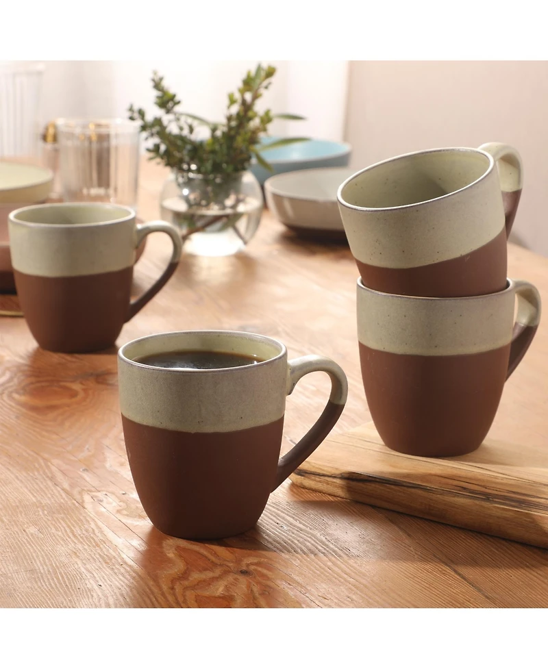Gibson Home William Crest Reactive Stoneware Coffee Mugs, Set of 4, 15 oz