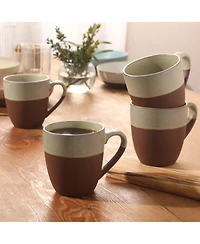Gibson Home William Crest Reactive Stoneware Coffee Mugs, Set of 4, 15 oz
