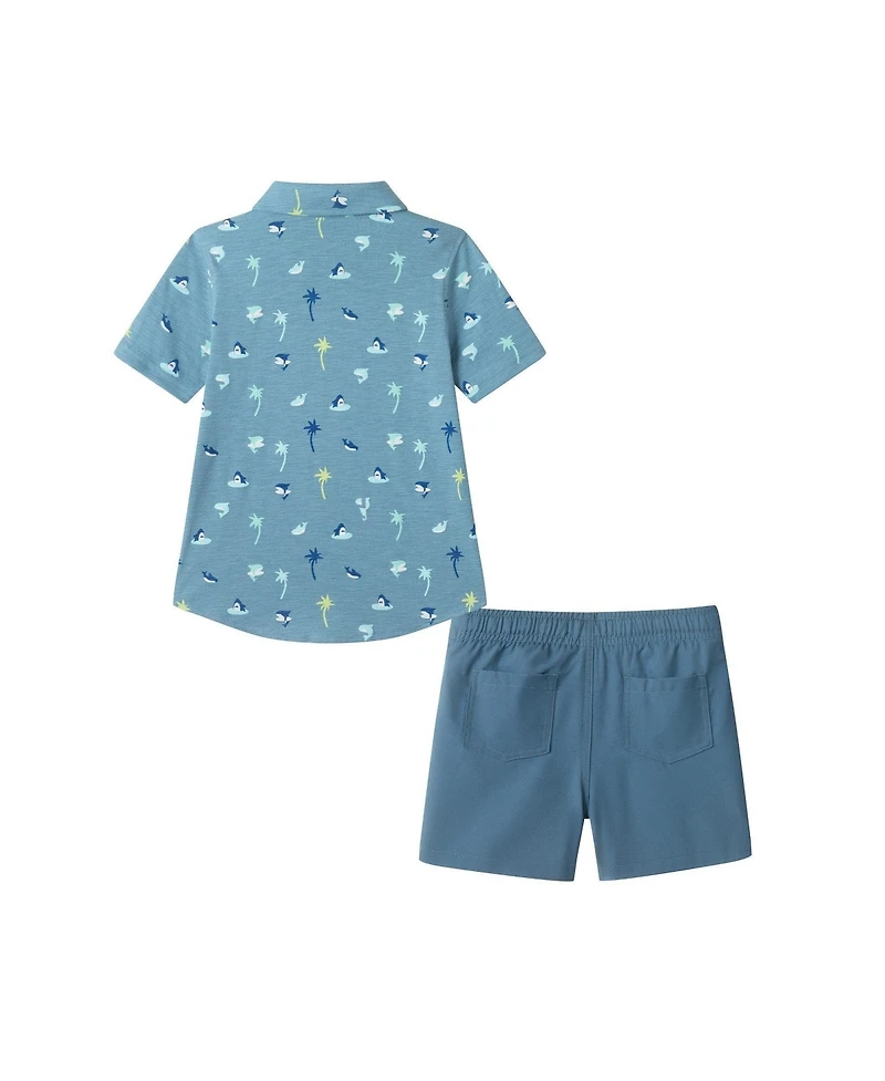 Andy & Evan Big Boys Knit Tropical Vibe Buttondown Set
