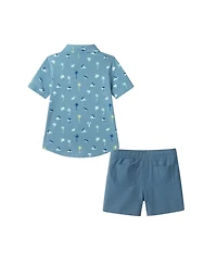 Andy & Evan Big Boys Knit Tropical Vibe Buttondown Set