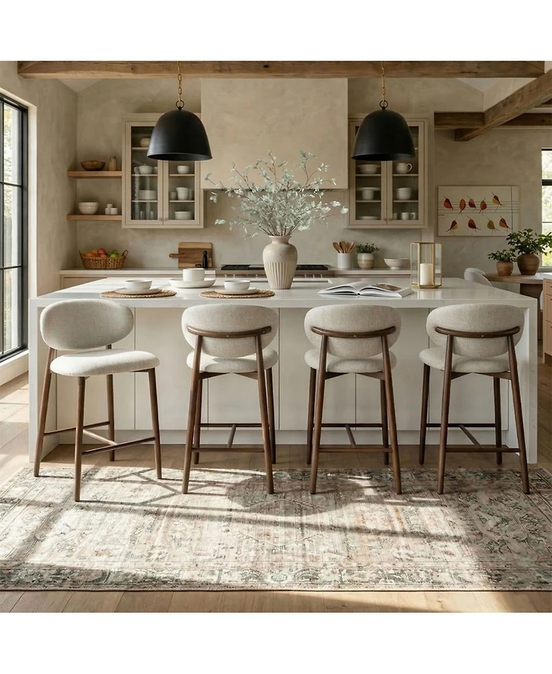 Maison Boucle Set of 2 Counter Height Stools for Home Bar, 25.5" Seat