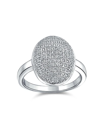 Bling Jewelry Holiday Party Cubic Zirconia Oval Pave Dome Cz Prom Fashion Statement Ring