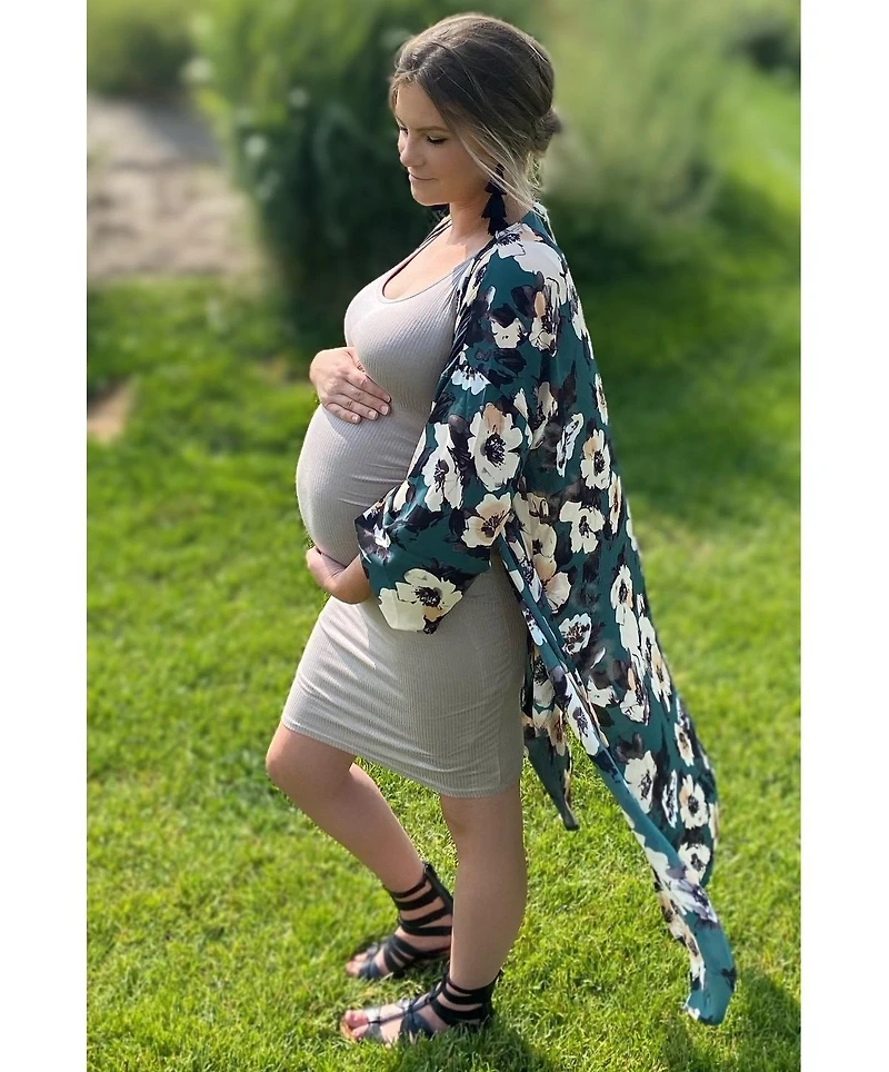 Pinkblush Maternity Mocha Ribbed Ruched Sleeveless Dress
