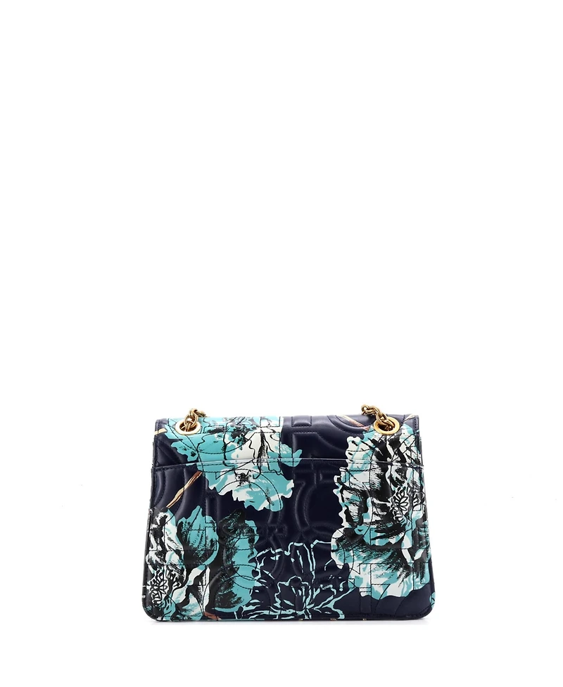 Pre-Owned Salvatore Ferragamo Medium Gancini Turnlock Flap Bag Gancini Quilted Printed Leather