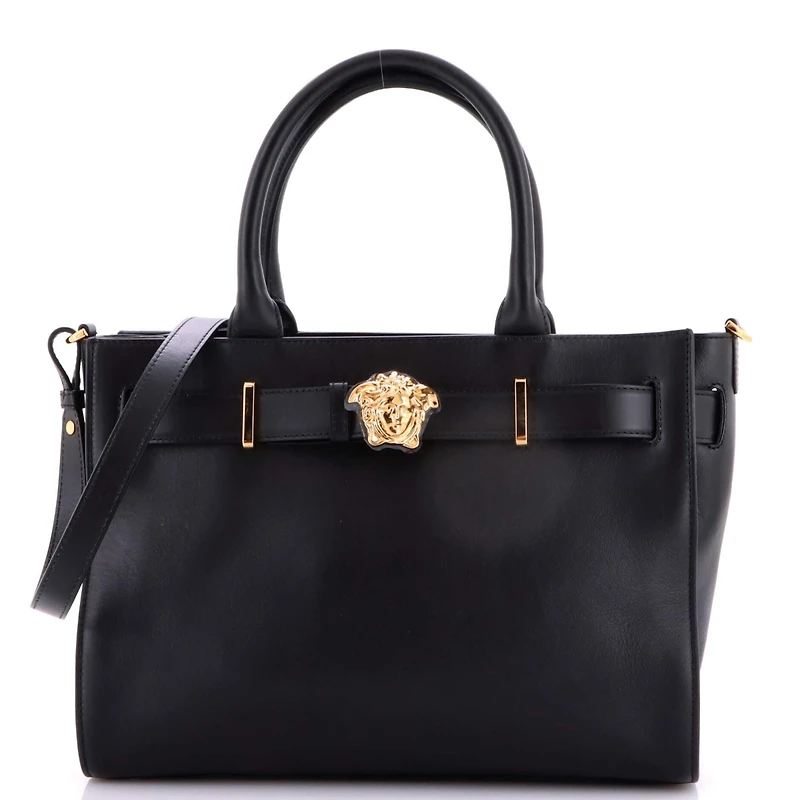 Pre-Owned Versace Large Palazzo Medusa Belted Convertible Tote Leather