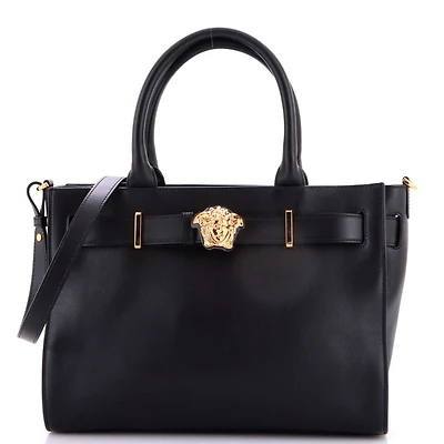 Pre-Owned Versace Large Palazzo Medusa Belted Convertible Tote Leather