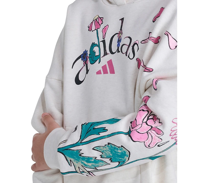 adidas Girls' 7-16 Long-Sleeve Graphic Fleece Hooded Sweatshirt