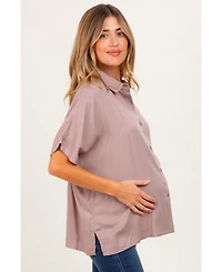 Pinkblush Maternity Brown Dolman Sleeve Button Down Maternity Blouse