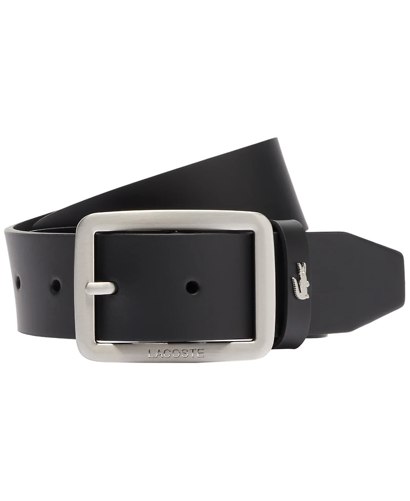 Lacoste Men's Embossed Buckle Leather Belt