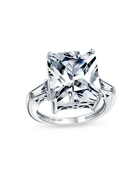 Bling Jewelry Art Deco Style Sterling Silver Large 10CT Rectangle Cz Cubic Zirconia Statement Promise Ring Baguette Side Stones
