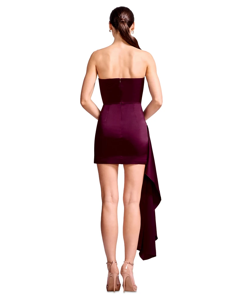 Dress the Population Women's Elodie Strapless Bustier Wrap Drape Mini