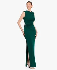 Betsy & Adam Women's Mock Neck Draped Column Gown