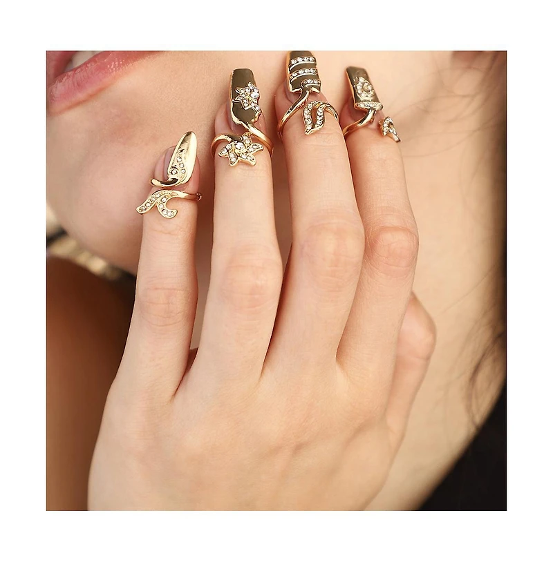 Sohi Women's The Botanic Nail Rings - Set Of 4