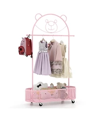 Slickblue Adjustable Kids Clothing Rack with Heights and Wheels