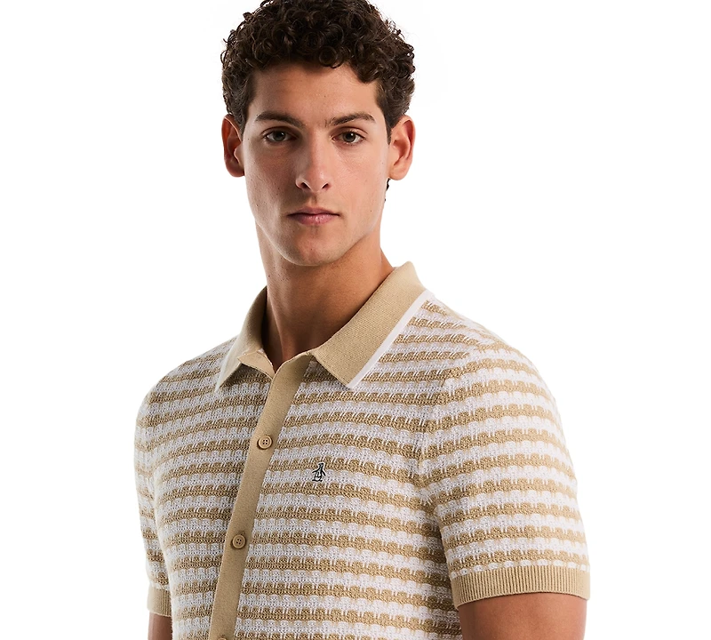 Original Penguin Men's Crochet Like Cotton Sweater